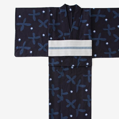 [※详细裁缝] Kurume Kasuri面料/Suzushiro草深蓝色（Noukon）