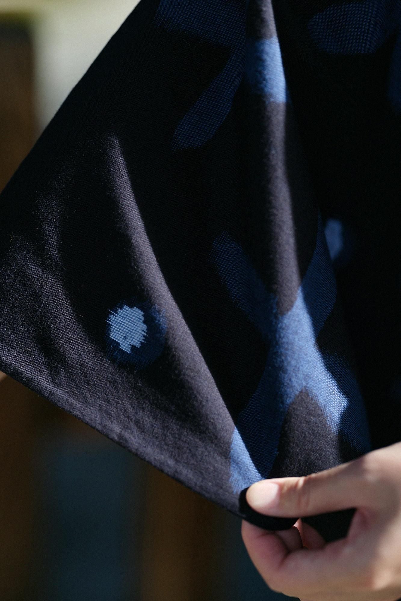 [※详细裁缝] Kurume Kasuri面料/Suzushiro草深蓝色（Noukon）