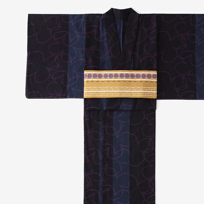 新品　久留米絣反物　0244 お仕立て別】久留米絣 反物／しあわせ 杢灰（もくはい）