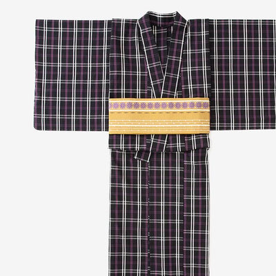 [※详细裁缝] Ise棉（20/20）和服布/SOU・SOU晶格：湿羽毛x古代紫色（nuarairo x kodai murasaki）