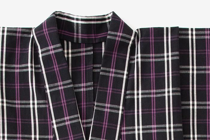 [※ Tailoration supplémentaire] ISE Cotton (20/20) Tissu kimono / Sou ・ Sou Lattice, Couleur de plumes humides x Purple antique (Nubariiro x Kodai Murasaki)