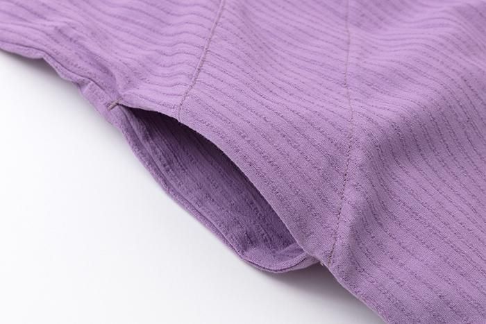 高島縮棉 40/20 空羽 V領長方形洋裝 七分袖/ 淺紫色