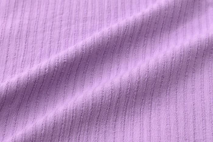 高島縮棉 40/20 空羽 V領長方形洋裝 七分袖/ 淺紫色