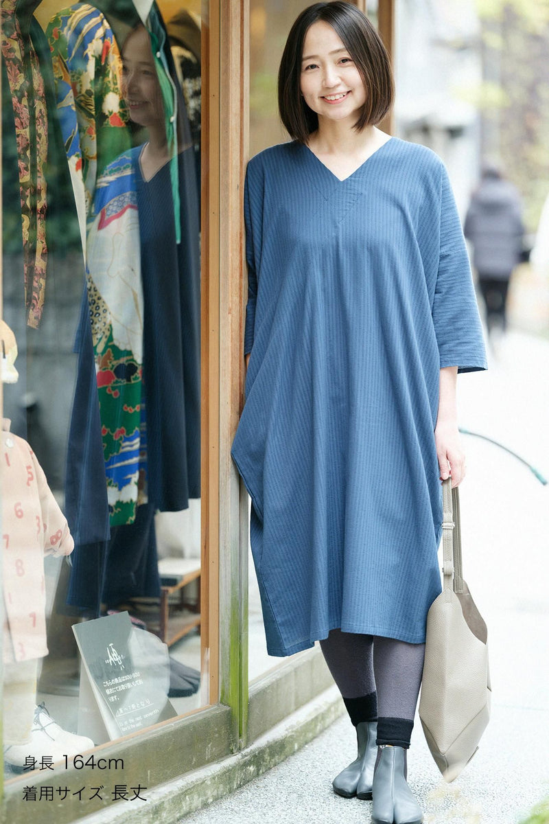 Takashima Chijimi 40/20 空羽毛未剪领长方形服装 3/4 袖