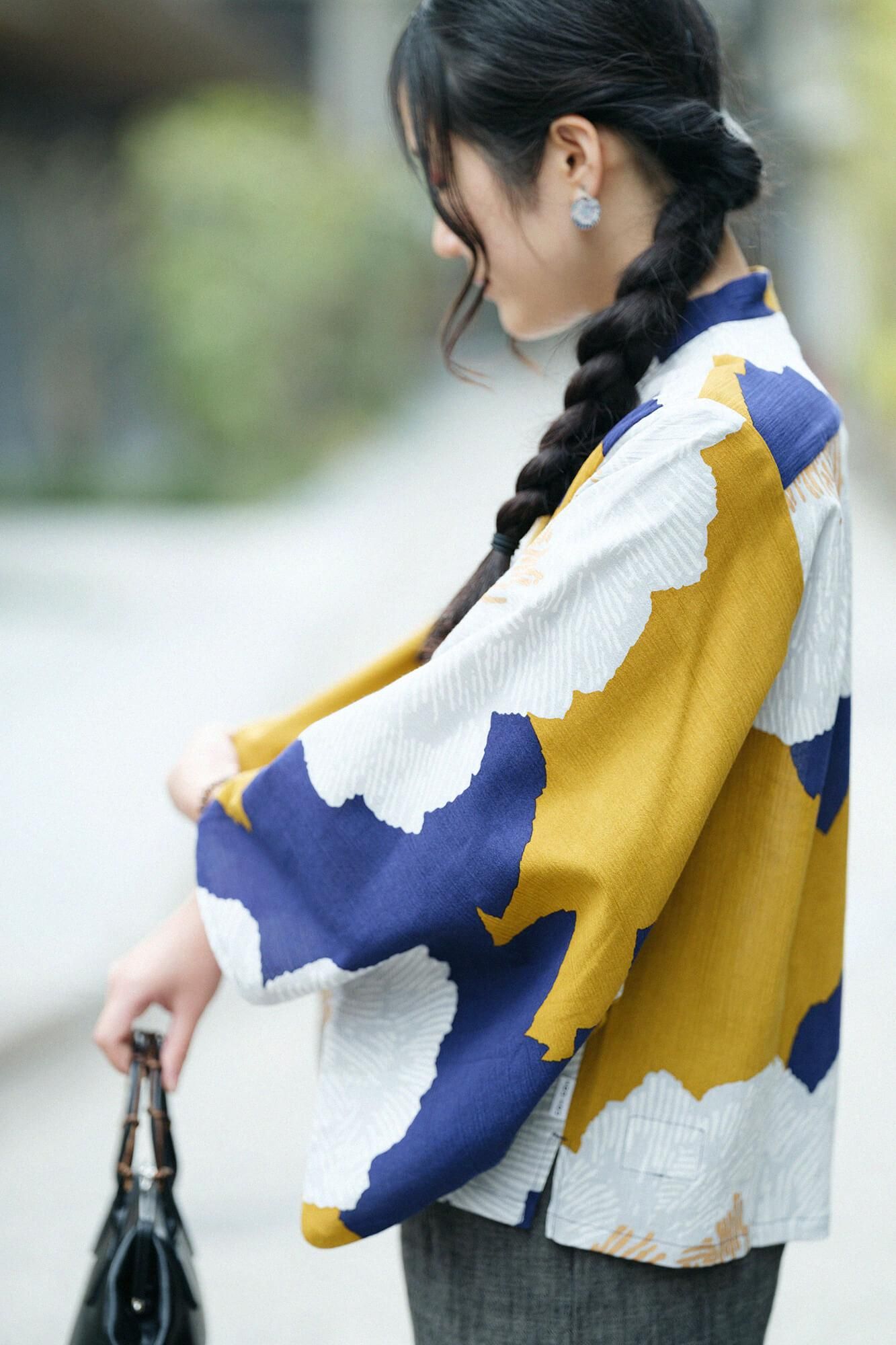 高島縮 20/20 草衣（そうい） 上（うえ）／芍薬（しゃくやく） 黄昏月