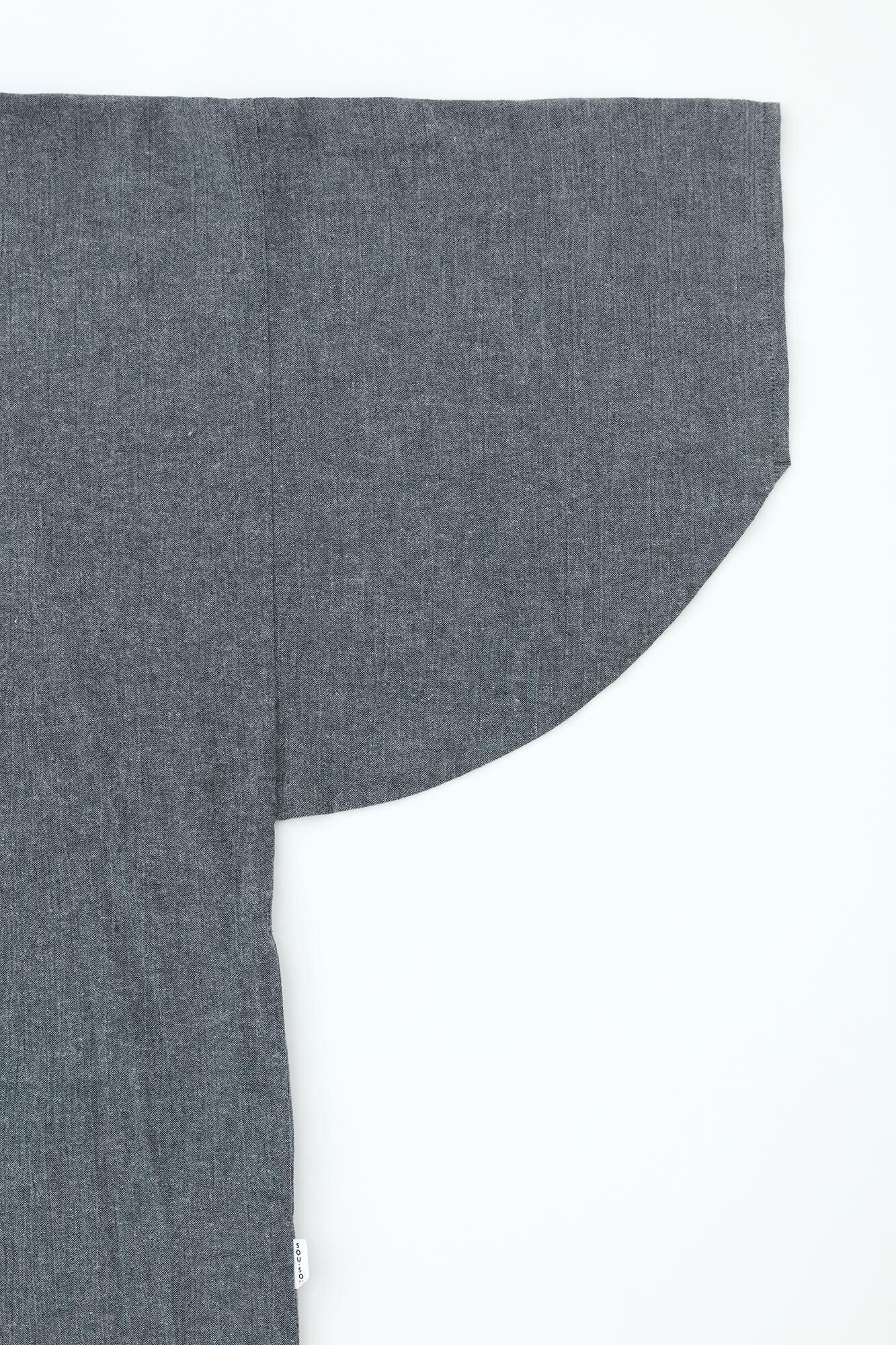 Cotton-linen Blend Chizimi Cotton 20/20 Naginata Rectangular Dress / Dark Grey