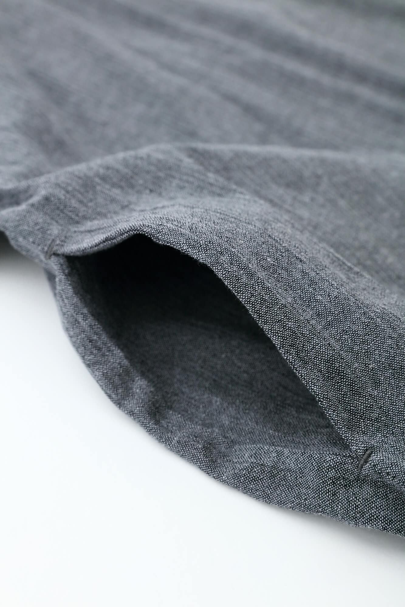 Cotton-linen Blend Chizimi Cotton 20/20 Naginata Rectangular Dress / Dark Grey