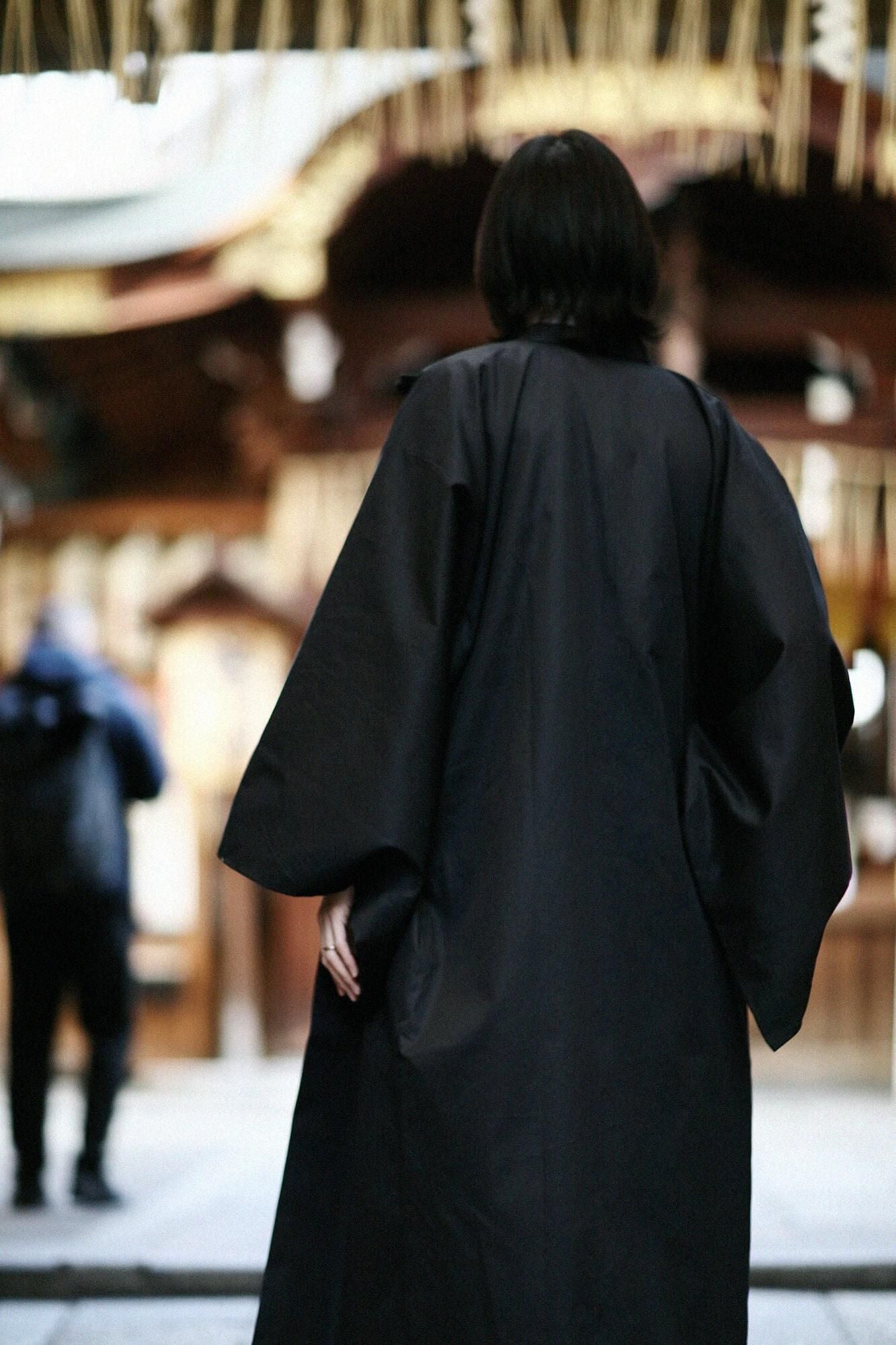 【官網限定】撥水斜紋織（對不起斜紋織） 圓領方袖外套（enryogaitou）/暗藍色