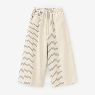 伊勢木綿 20/20 広形（ひろなり）もんぺ／半分縞（はんぶんじま） 生白（きじろ）