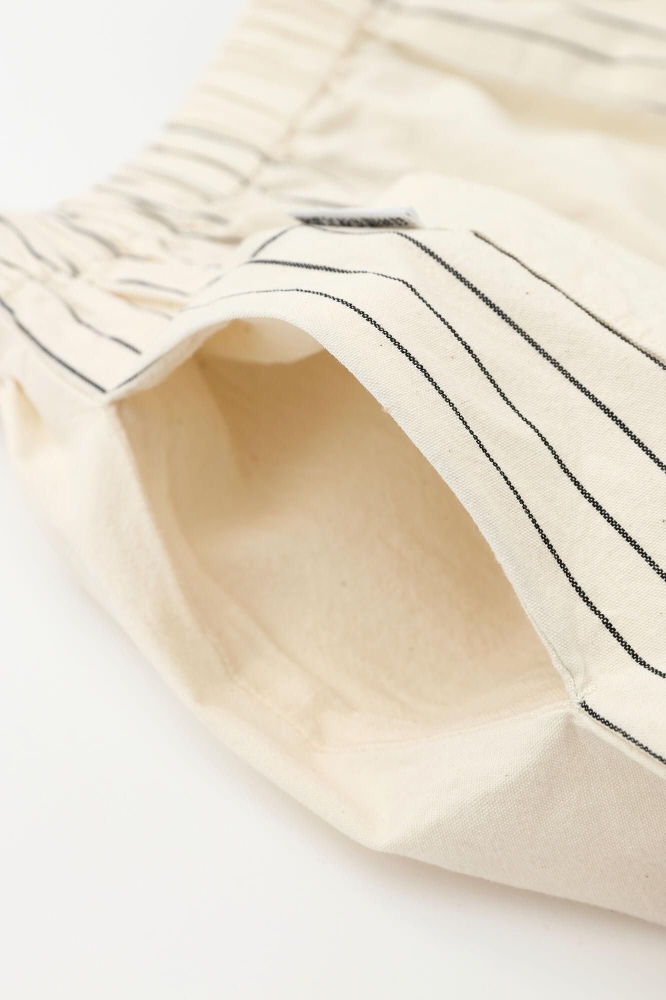 伊勢木綿 20/20 広形（ひろなり）もんぺ／半分縞（はんぶんじま） 生白（きじろ）