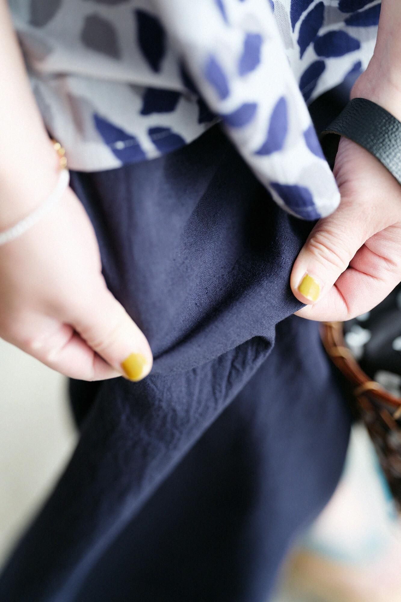 ISE棉花20/20亚麻混合宽形状（Hironari）monpe/深蓝色（Nukon）