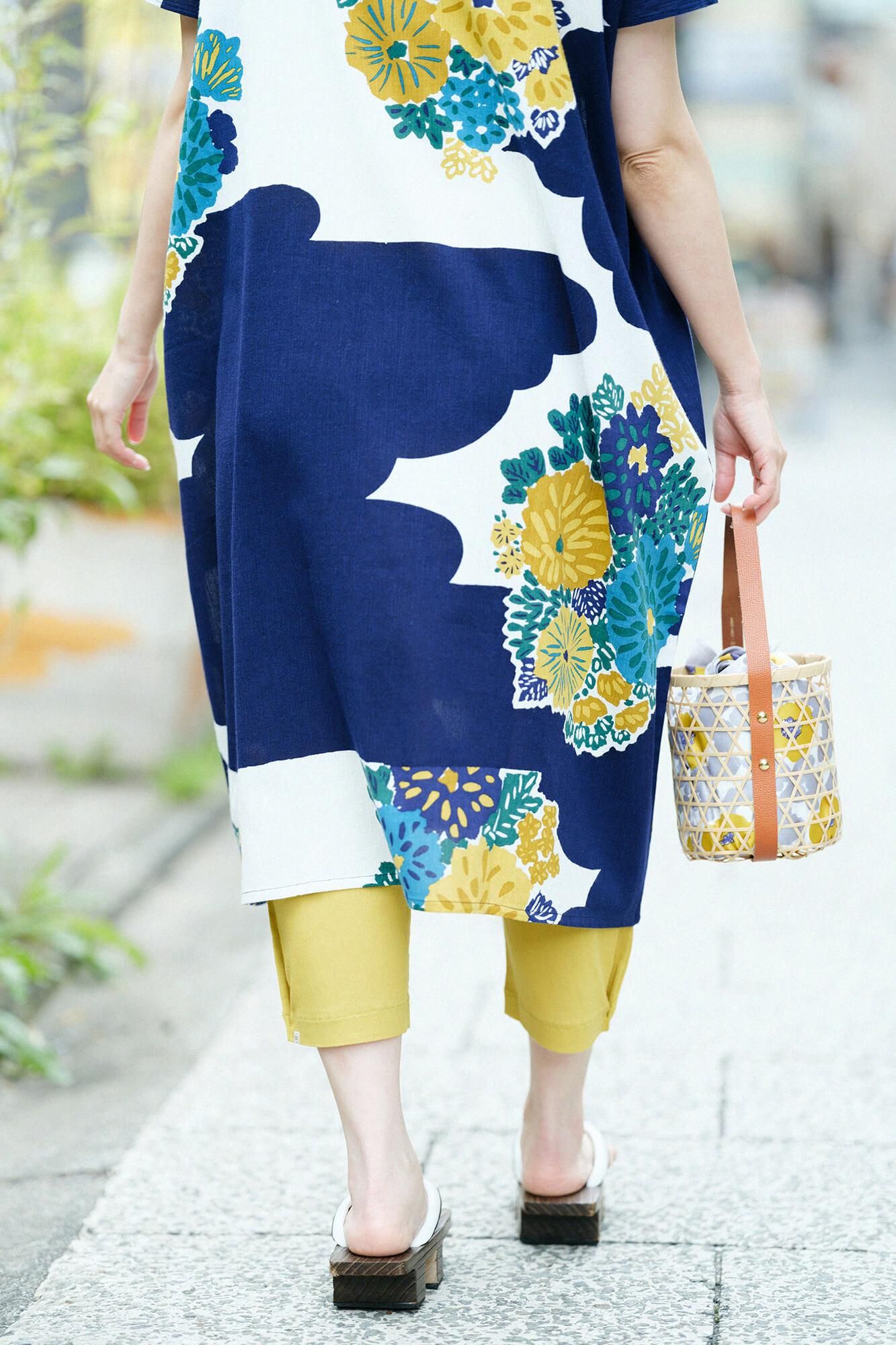 高島縮 40/40 えんゆう穿き／芥子色（からしいろ）