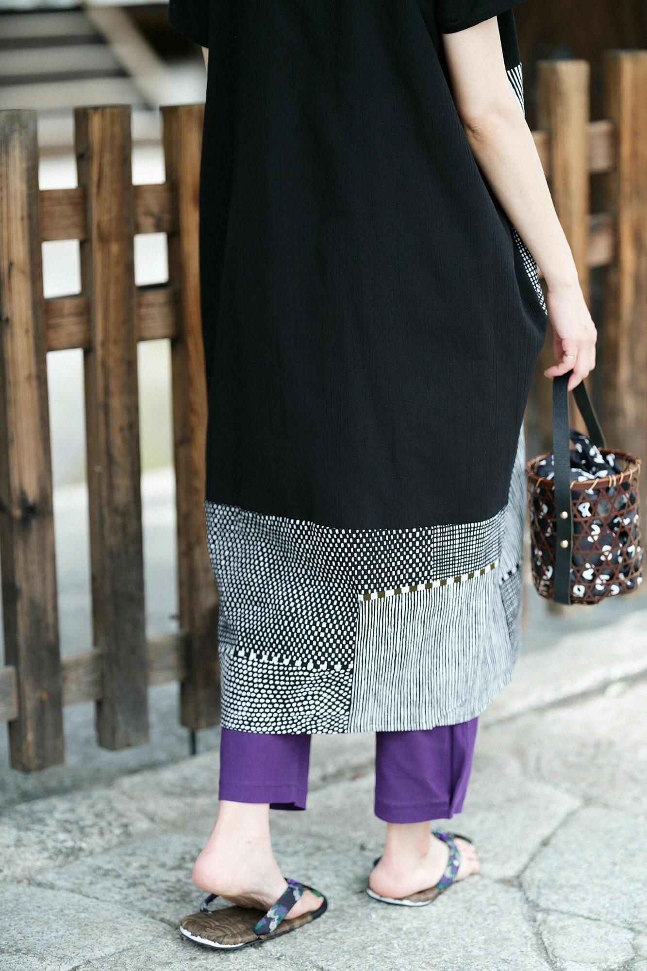 高島縮棉 40/40 細腿褲/紫藍色