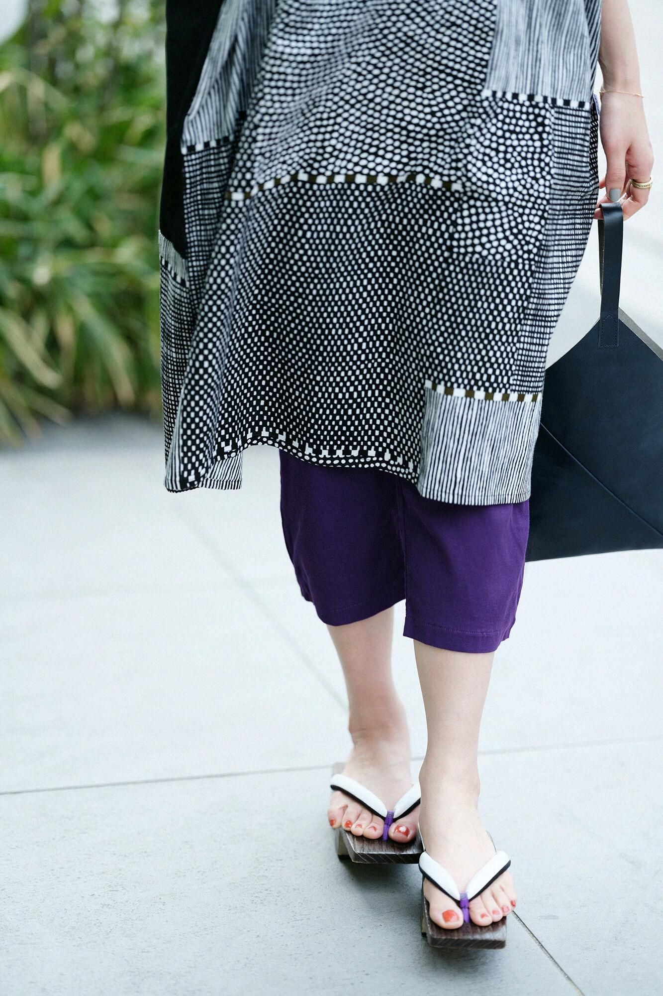 高島縮棉 40/40 細腿褲/紫藍色