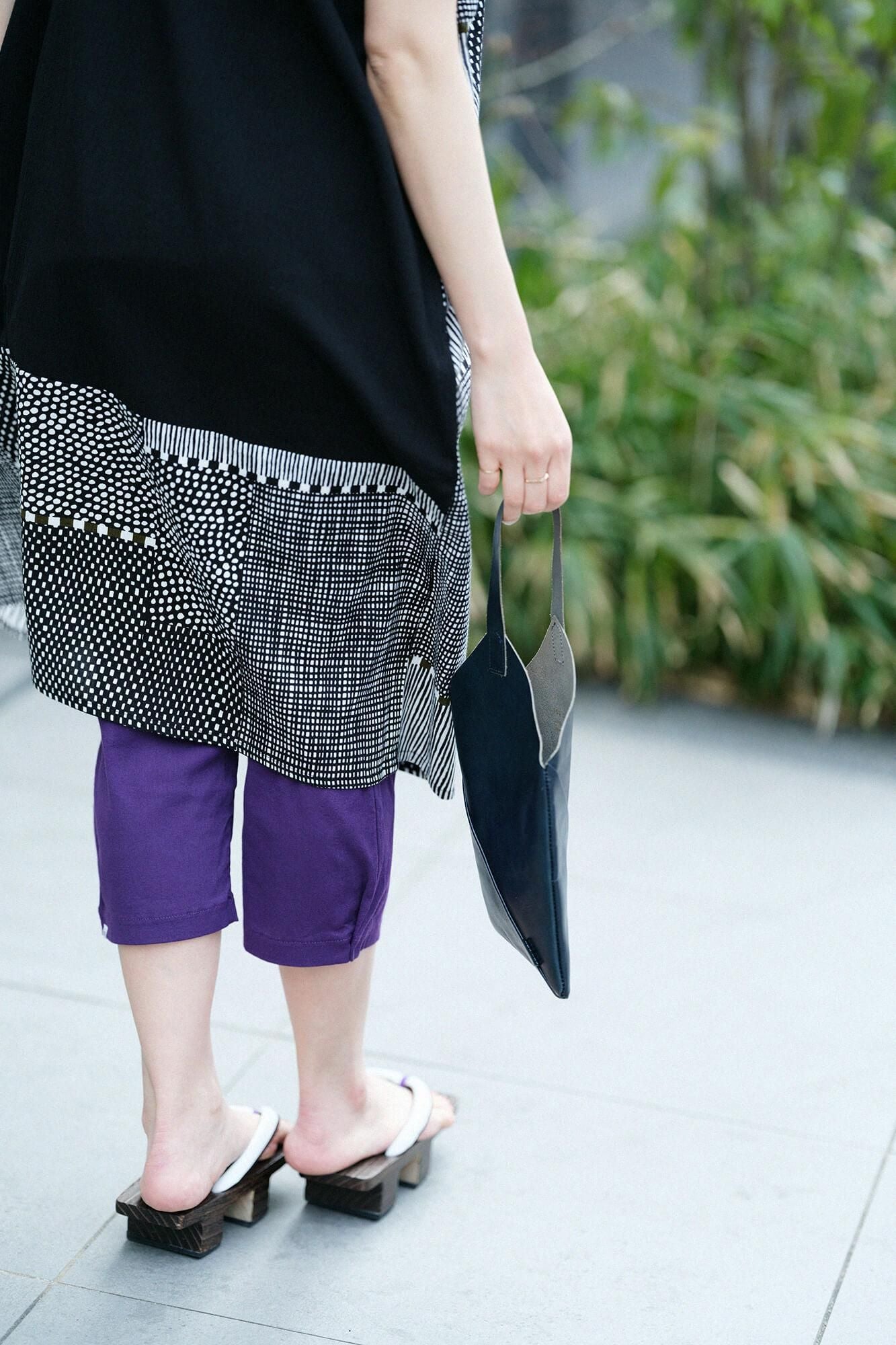 高島縮棉 40/40 細腿褲/紫藍色