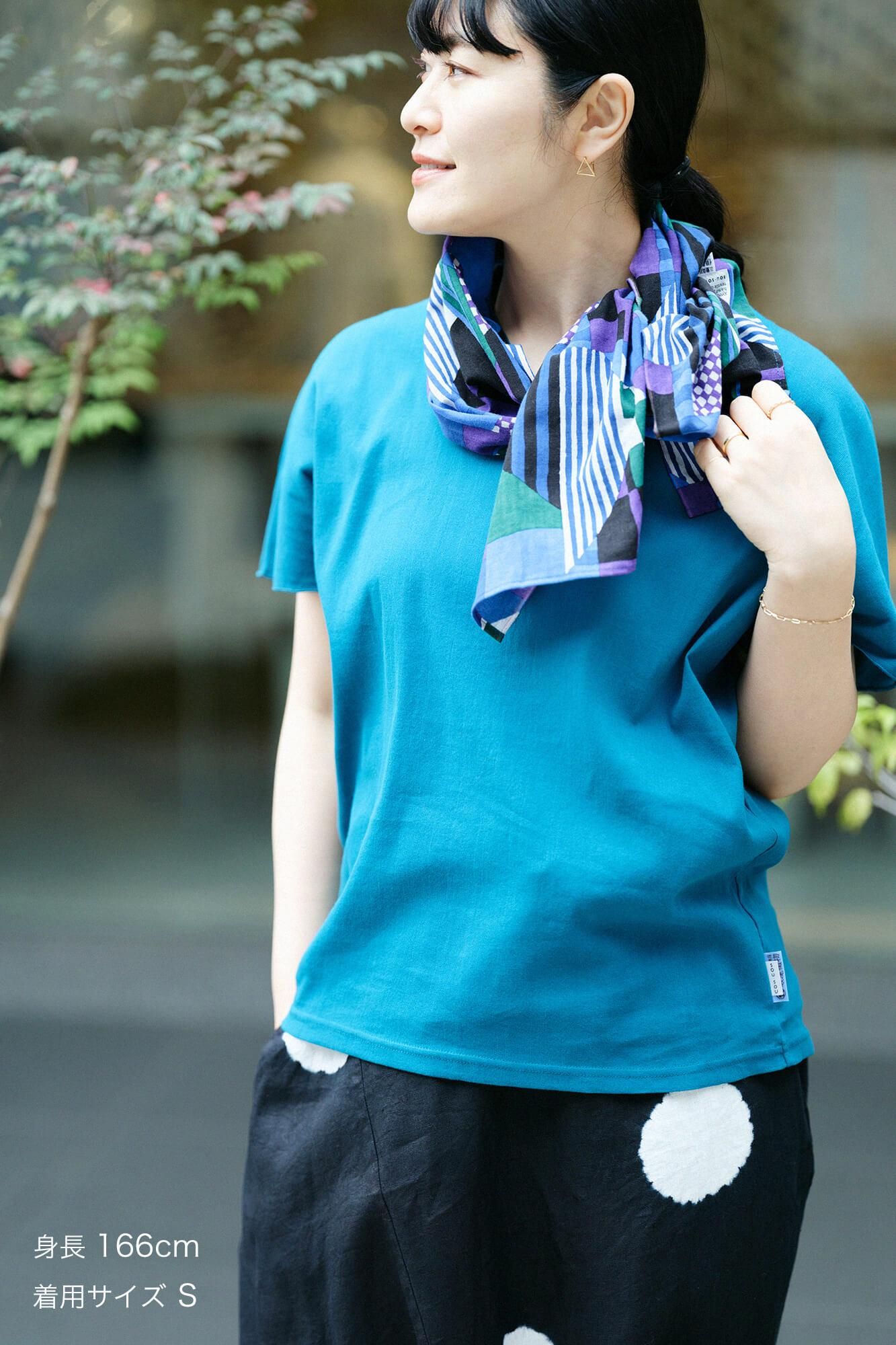 高島縮棉 40/40 短袖上衣／海綠色