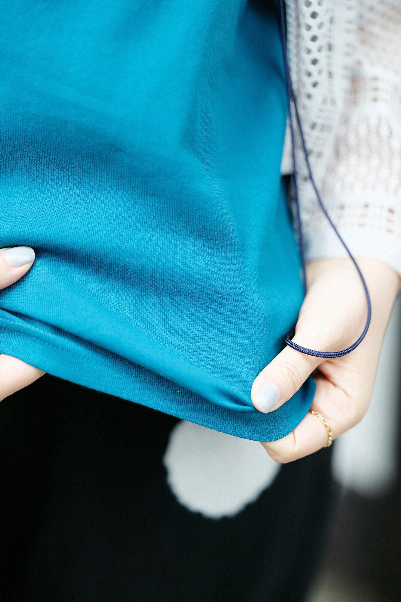 高島縮棉 40/40 短袖上衣／海綠色