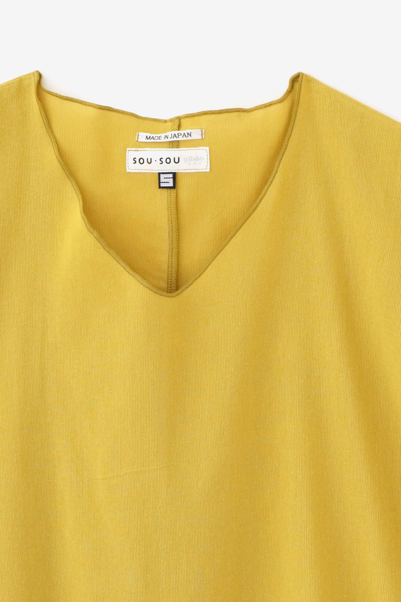 高島縮 40/40 袖なしジバン／芥子色（からしいろ）