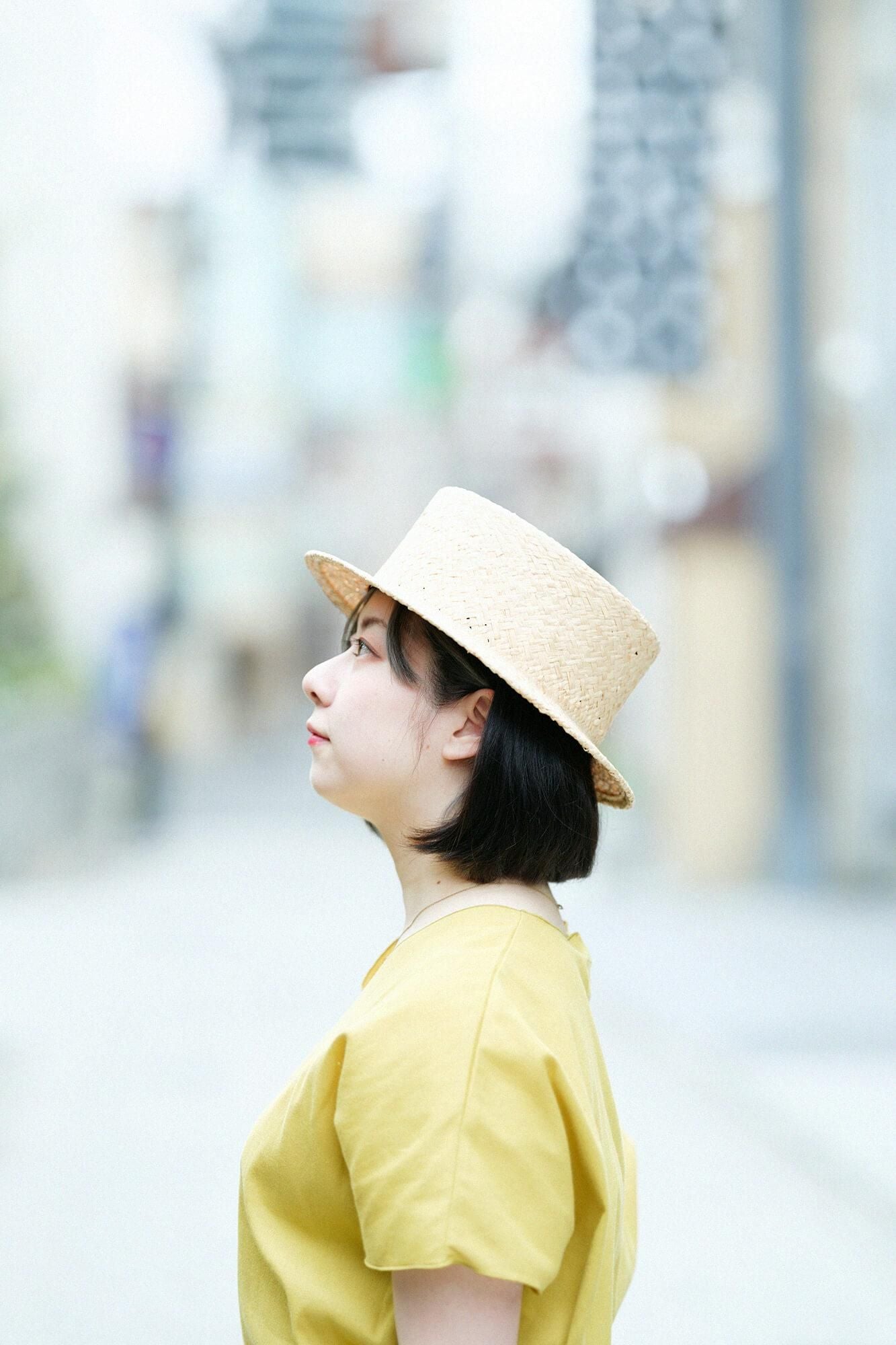 高島縮 40/40 袖なしジバン／芥子色（からしいろ）