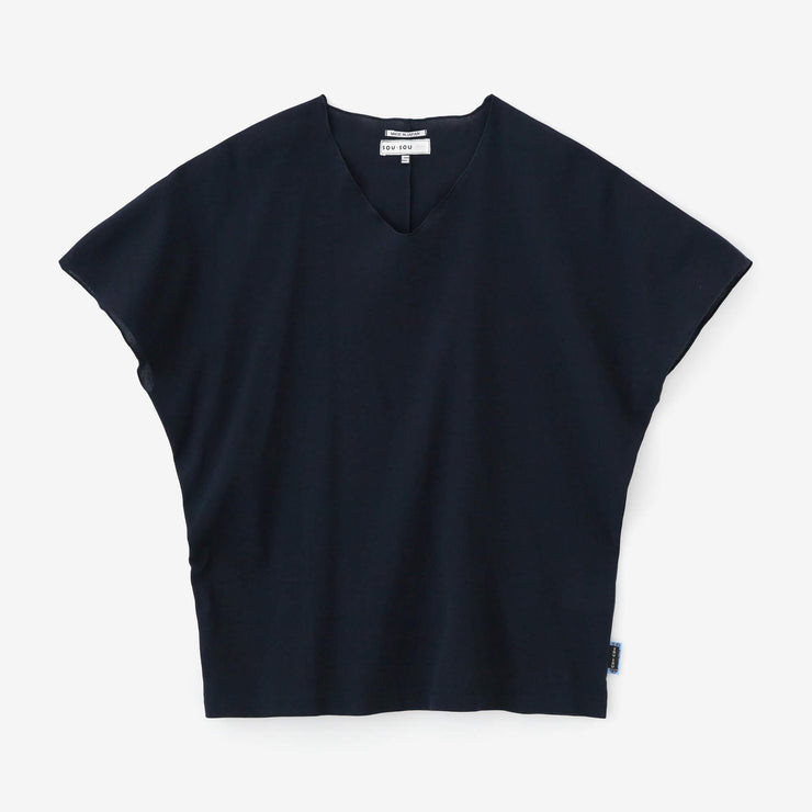 Chizimi Cotton 40/40 Cap Sleeve Top / Dark Blue