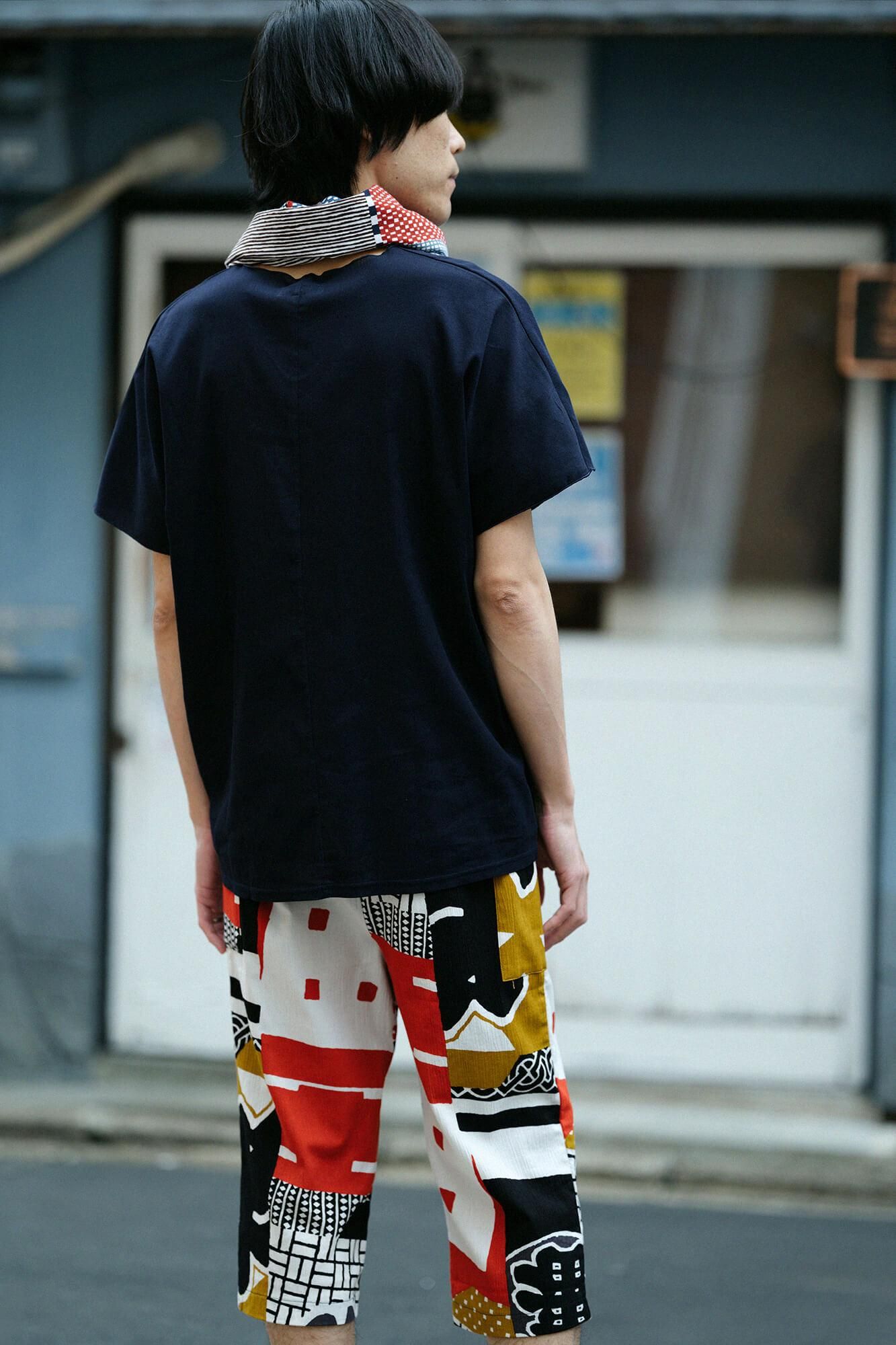 高島縮 40/40 袖なしジバン／留紺（とめこん）