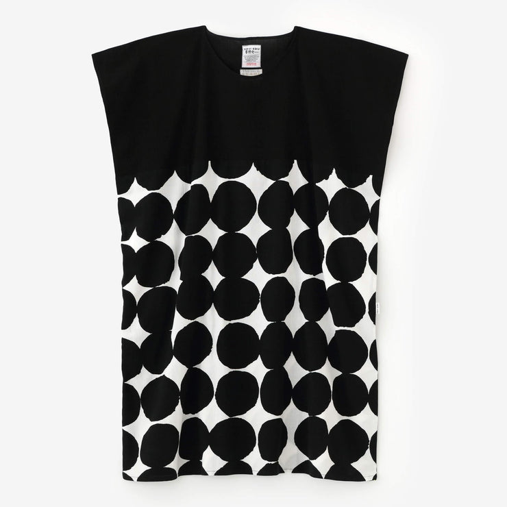 Chizimi Cotton 20/20 Rectangular Dress Bi-color Pattern on Hem / Black×Marbles Large