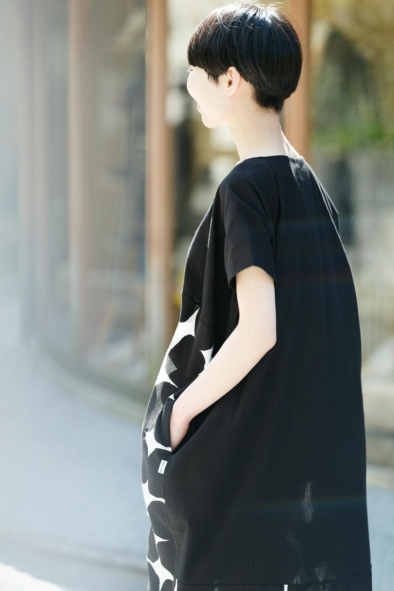 타카시마치지미 20/20 직사각형 원피스 Kumi(쿠미) 밑단무늬(스소모뇨)/검은색(습윤색)×오하지키 (대)