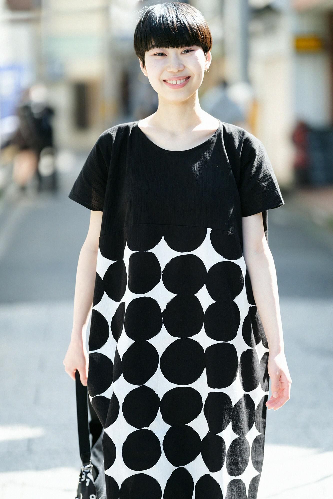 타카시마치지미 20/20 직사각형 원피스 Kumi(쿠미) 밑단무늬(스소모뇨)/검은색(습윤색)×오하지키 (대)