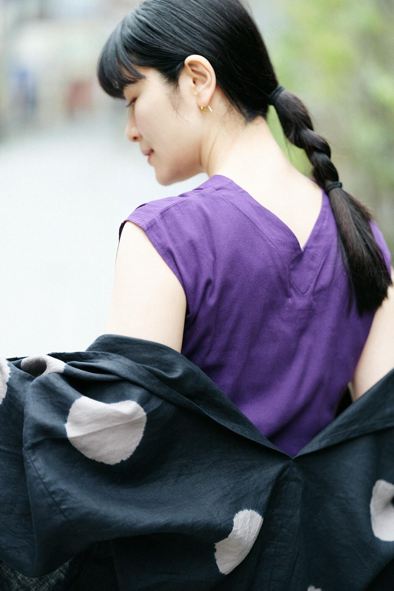 takashima chiku 40/40未拧紧的项圈/紫色海军蓝色