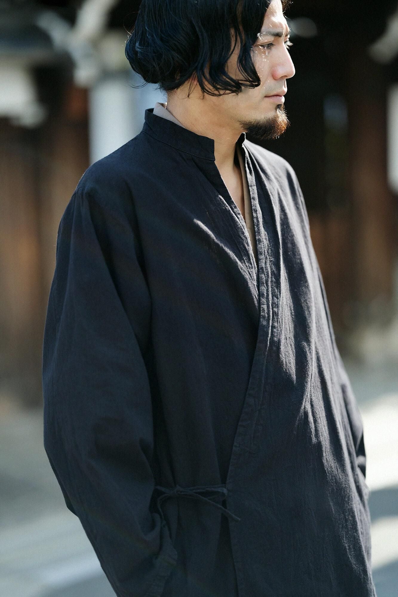 Ise-cotton 20/20  Linen Blend Samue Worker Jacket / Black
