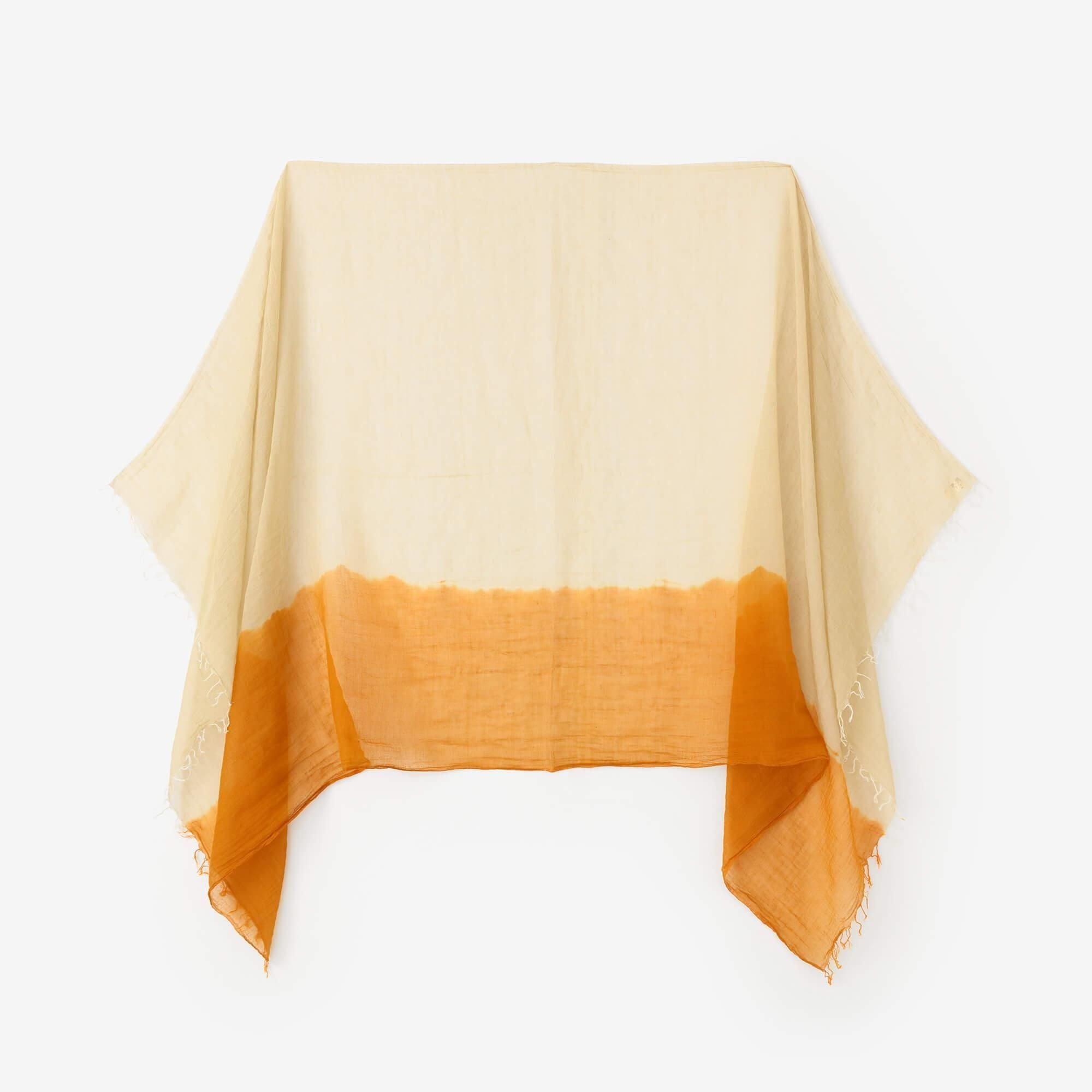 田端紮染 披肩／分層染 淡黄色×泥黄色