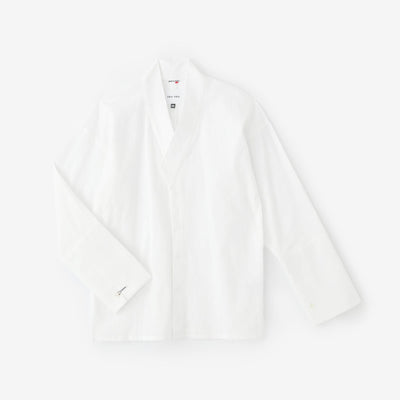 Chizimi Cotton 20/20 Tight-sleeved Kimono Shirt / White