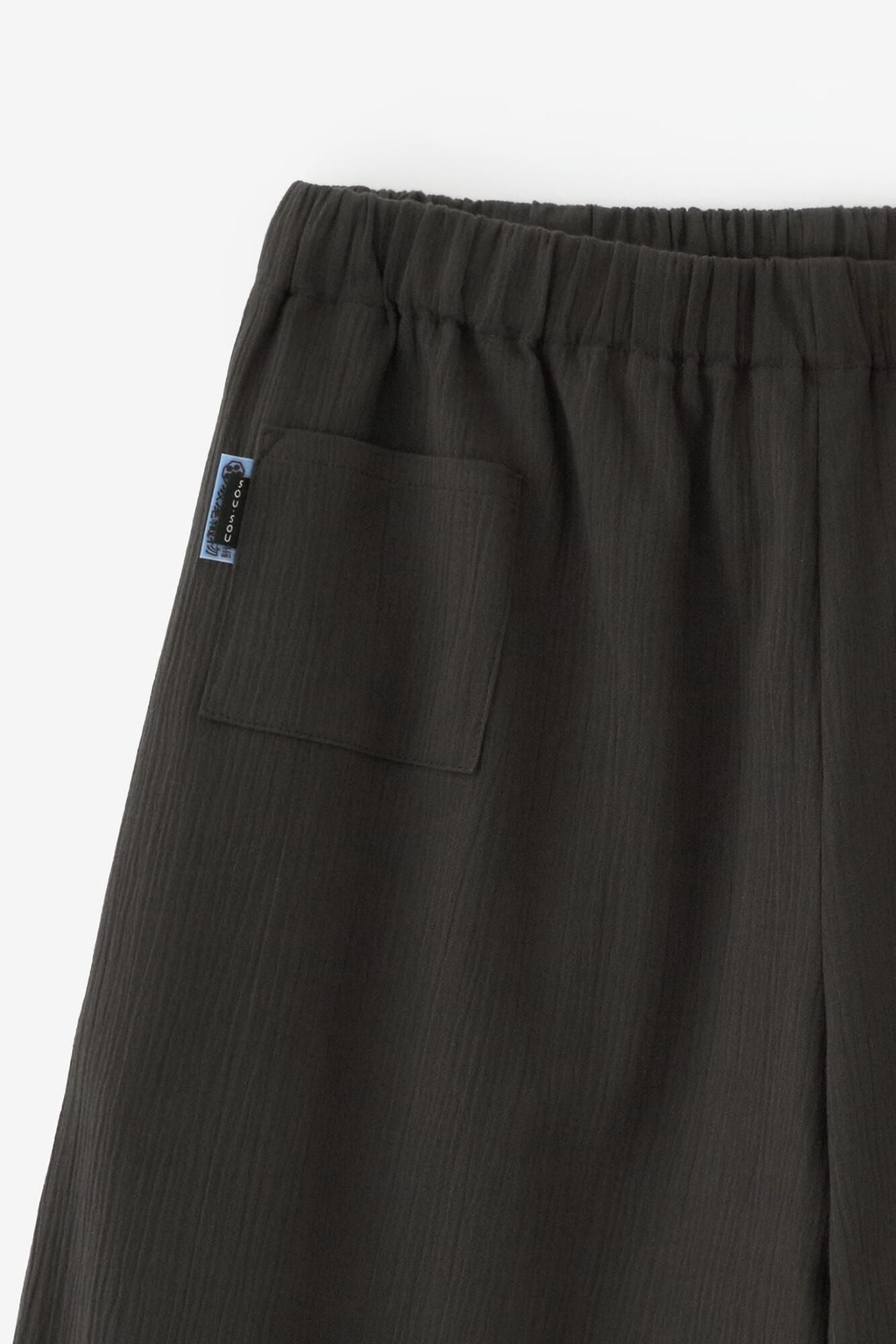 高島縮棉 20/20闊腿褲短版/深灰色