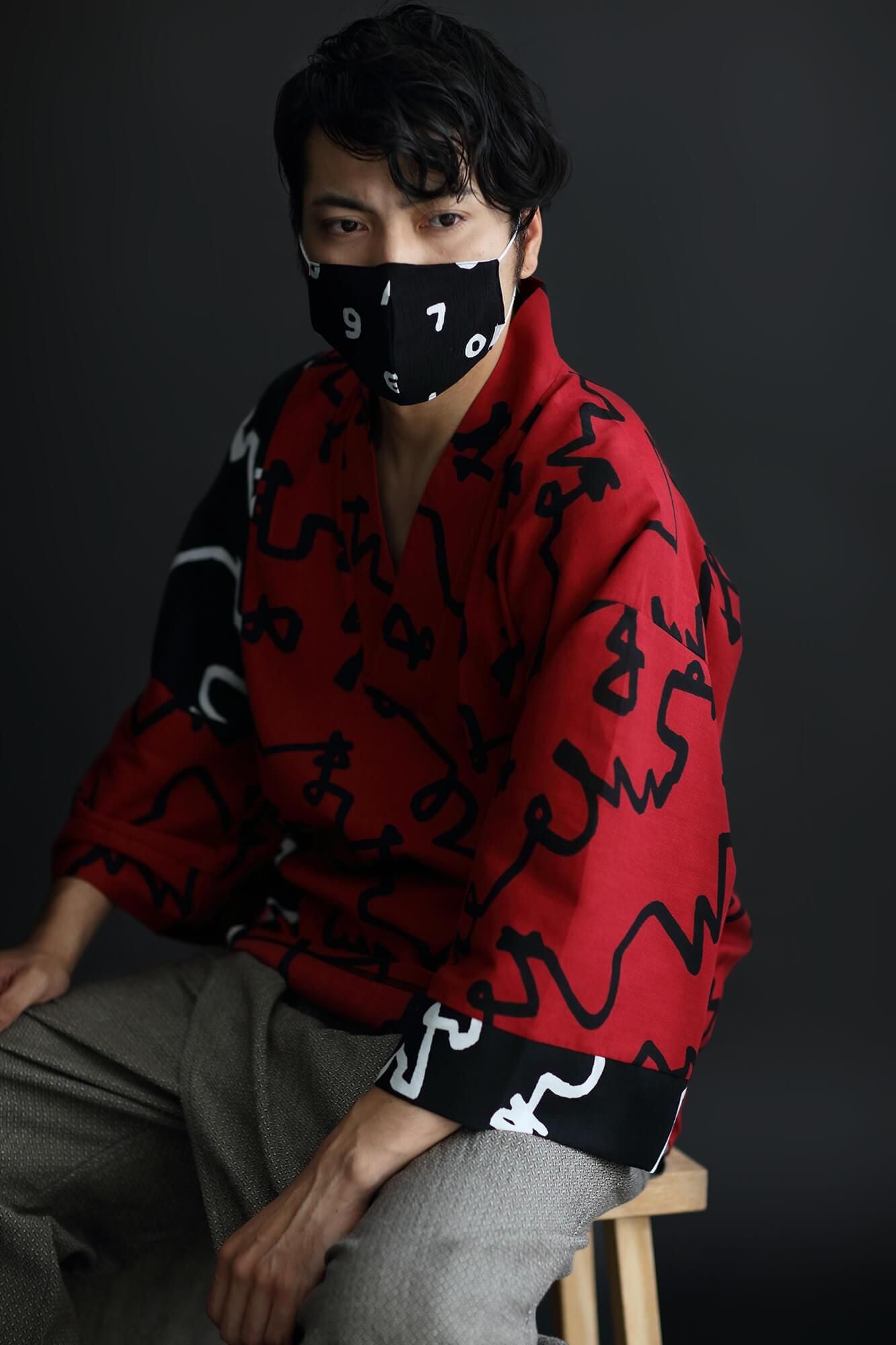 ◎【30%OFF】高島縮棉圖案紋樣布口罩（僅限M碼）/ SO-SU-U十數黑色