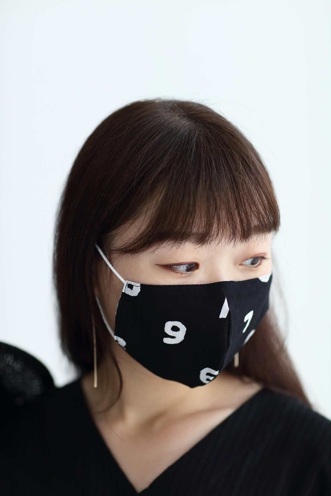 ◎【30%OFF】高島縮棉圖案紋樣布口罩（僅限M碼）/ SO-SU-U十數黑色