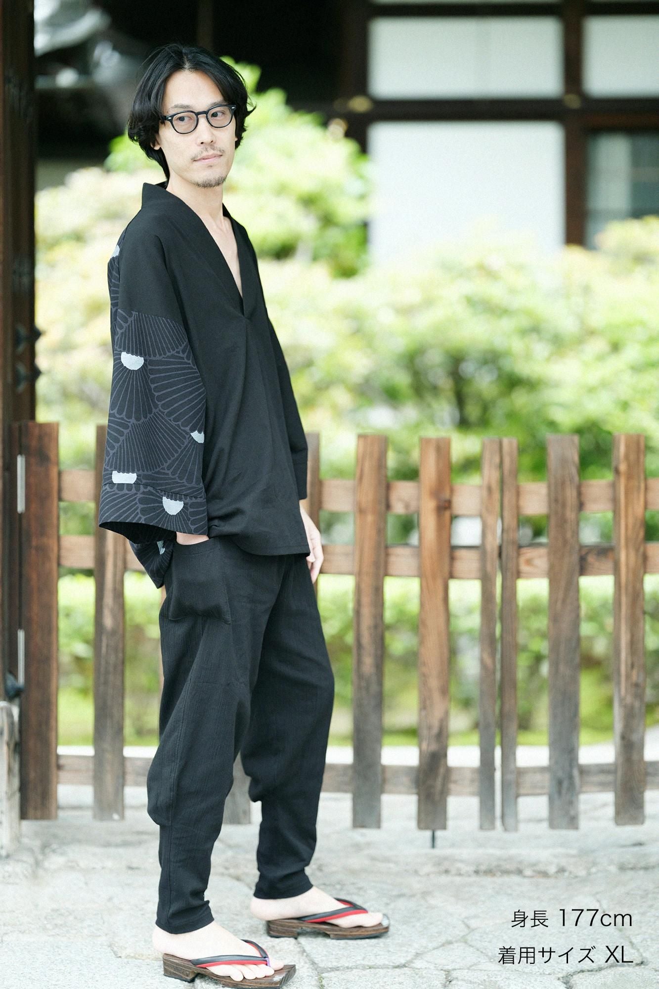 高島縮 20/20 裁付（たっつけ）えんゆう穿き／濡羽色2（ぬればいろ）