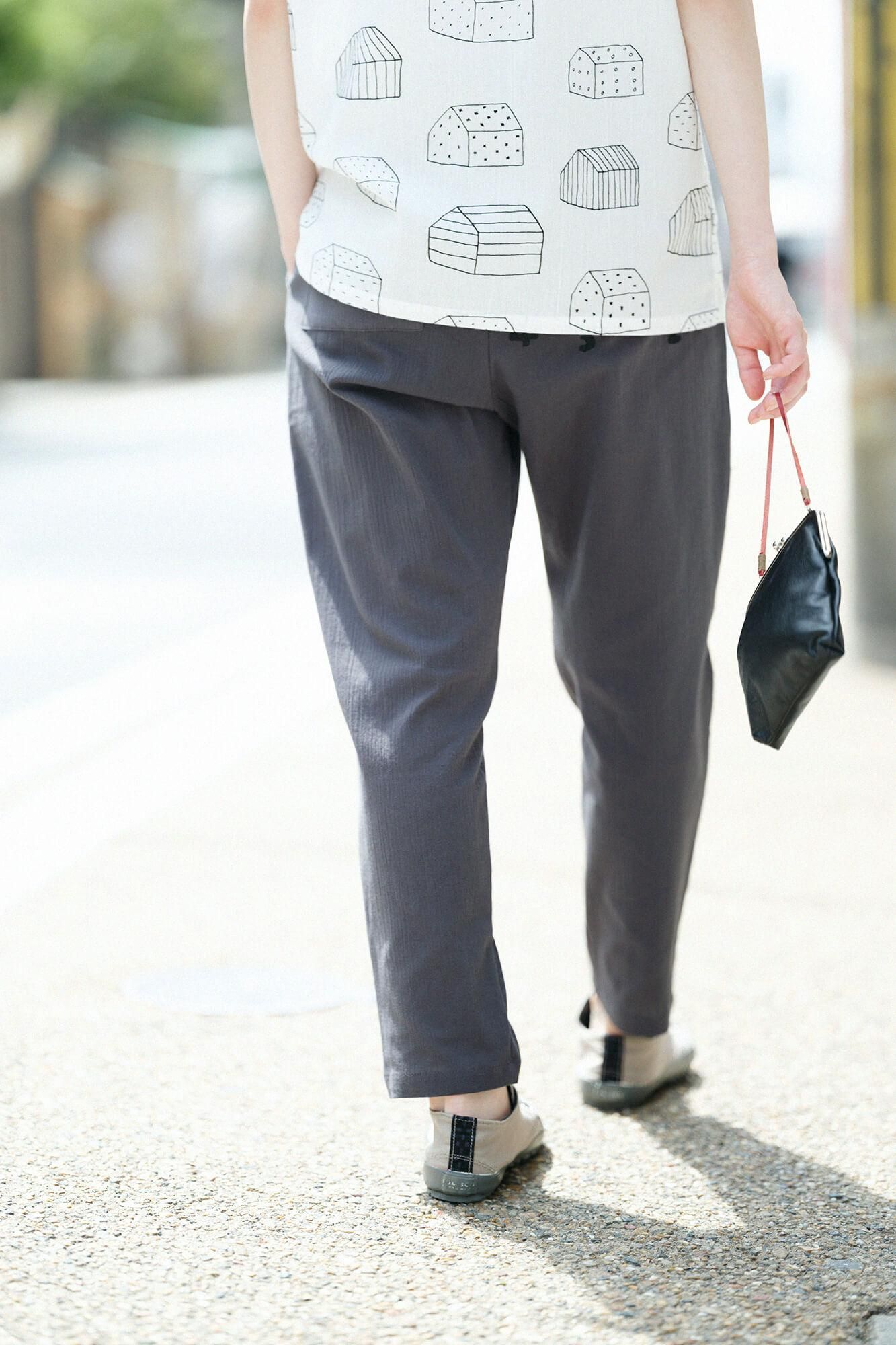 高島縮棉 20/20 休閒窄管長褲／深鉛色