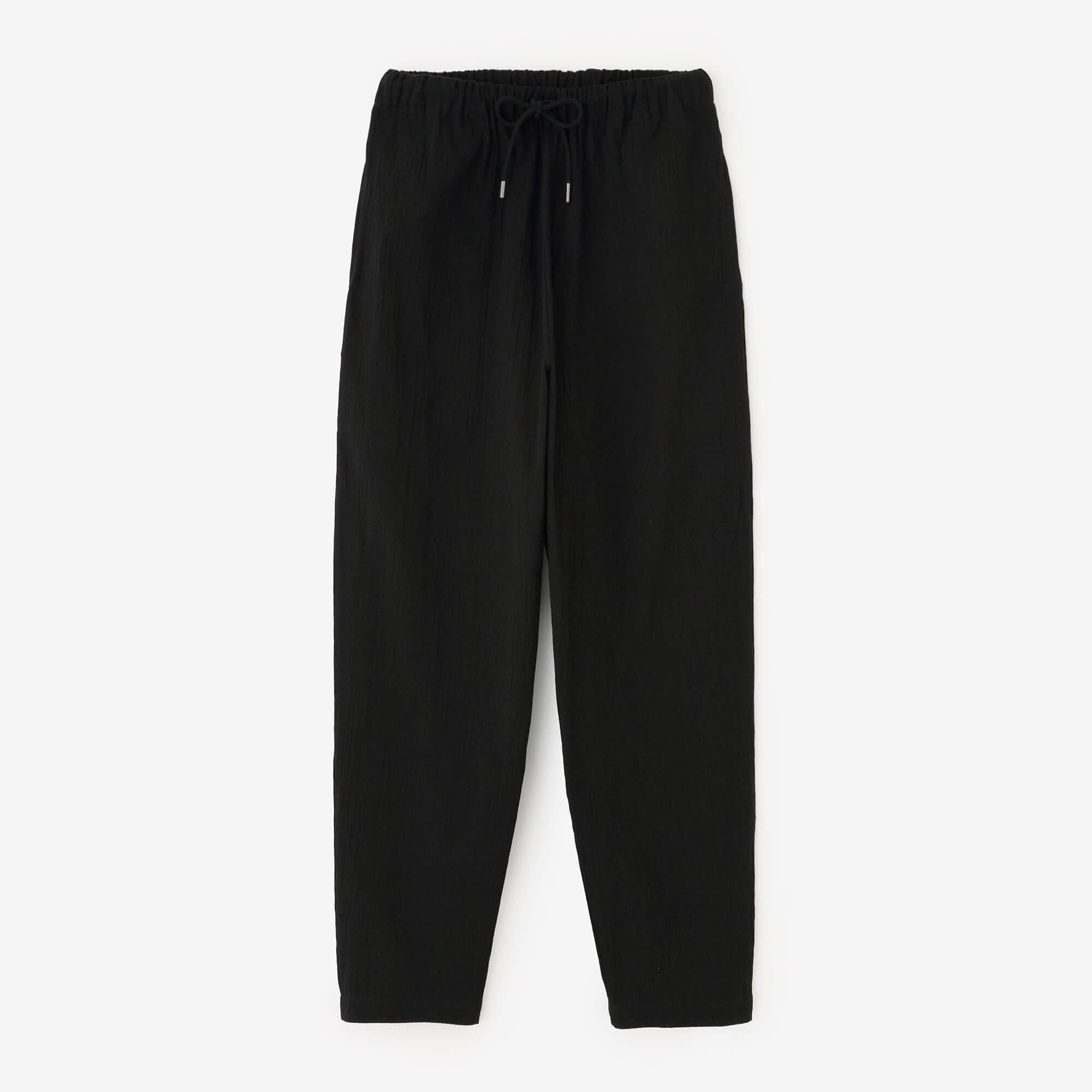 高島縮 20/20 イージーテーパードパンツ／濡羽色（ぬればいろ）