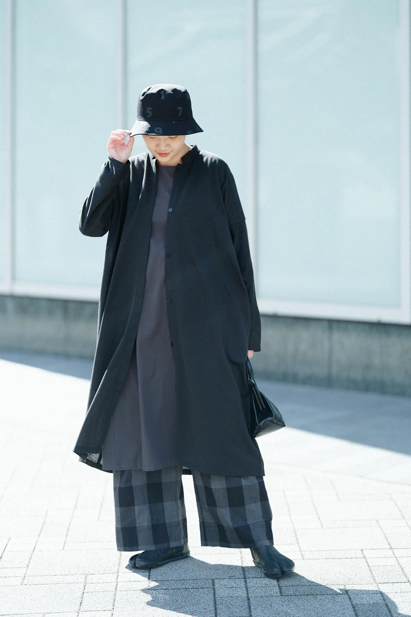 타카시마치지미 20/20 긴소매 원피스／짙은 회색