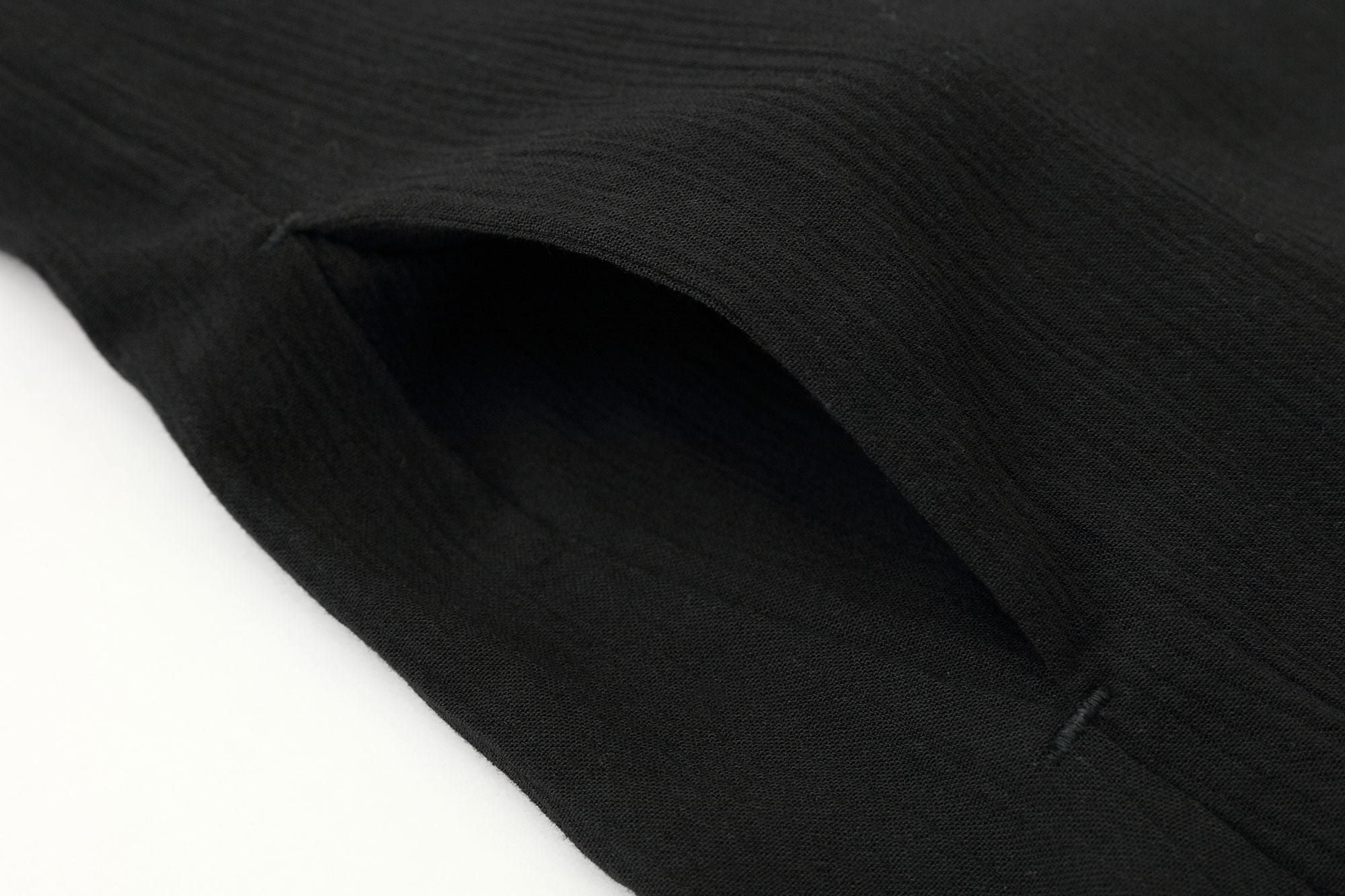 高島縮棉 20/20長袖連身裙/黑色