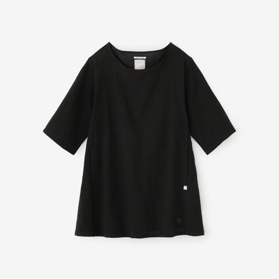 Chizimi Cotton 20/20 Elbow Length Sleeve Tunic / Black