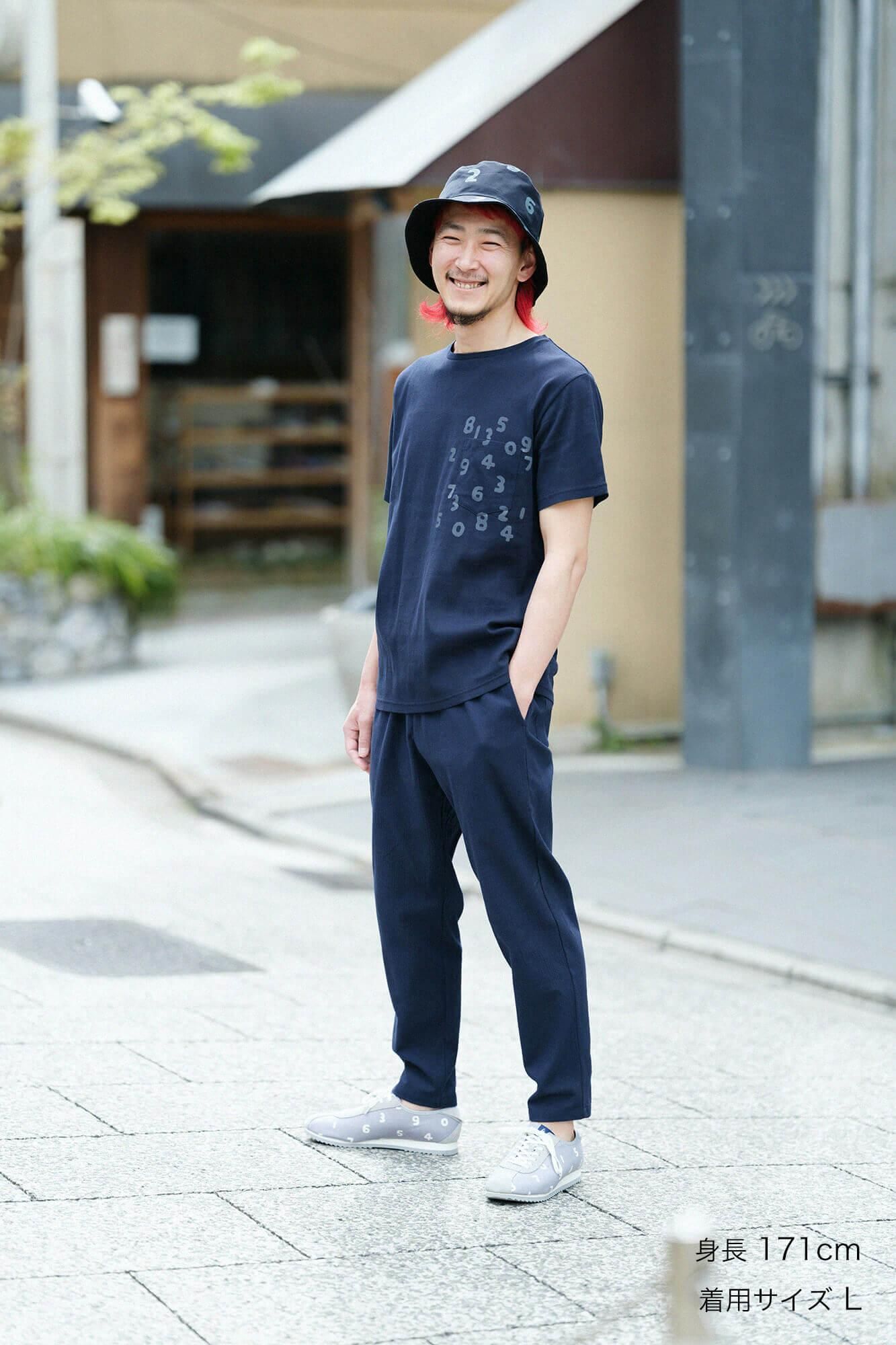 高島縮 40/40 半袖ポケットTシャツ／留紺（とめこん）×SO-SU-U昆