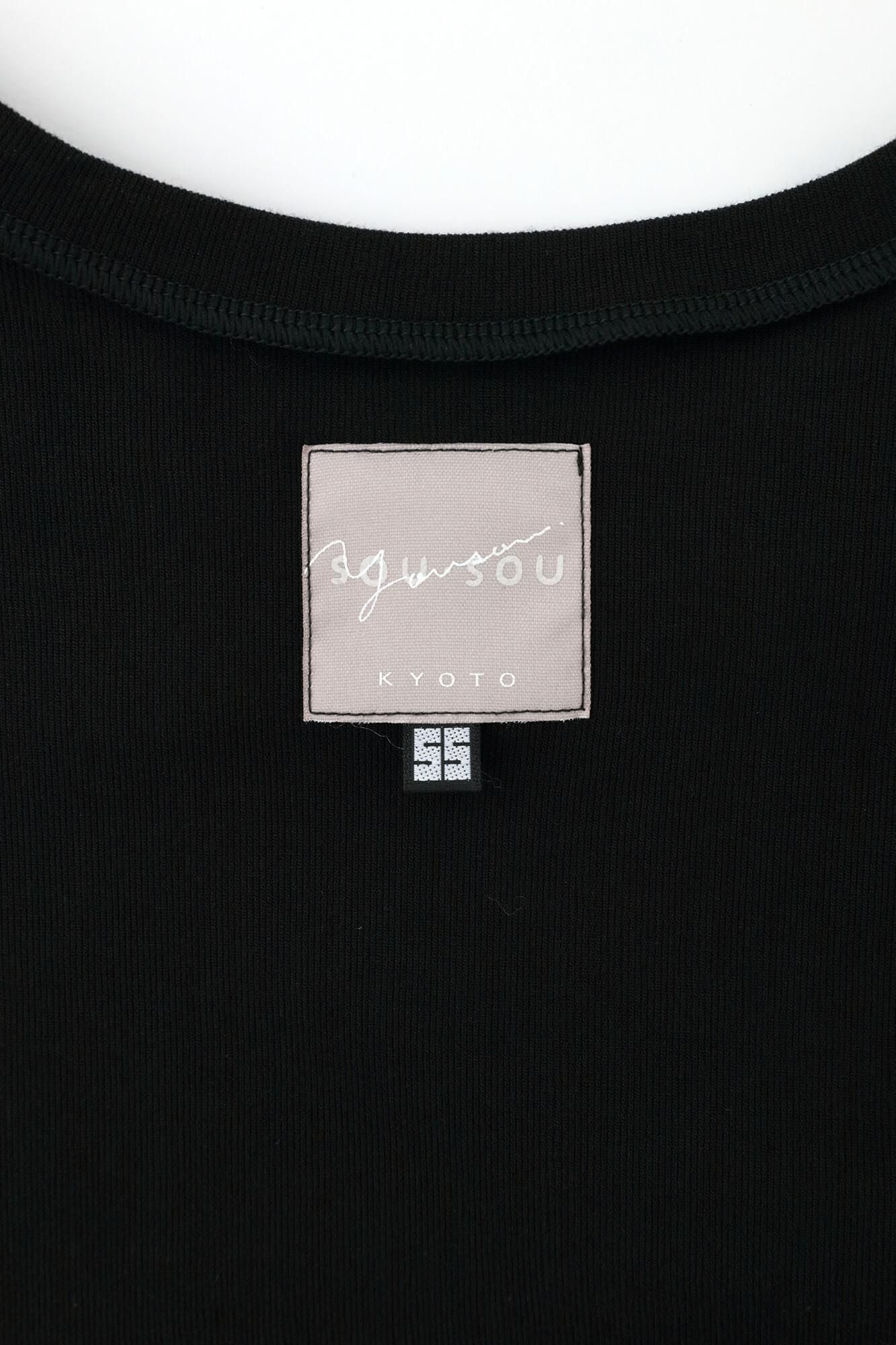 高島縮棉 40/40短袖口袋T-shirt /黑色× SO-SU-U十數 昆