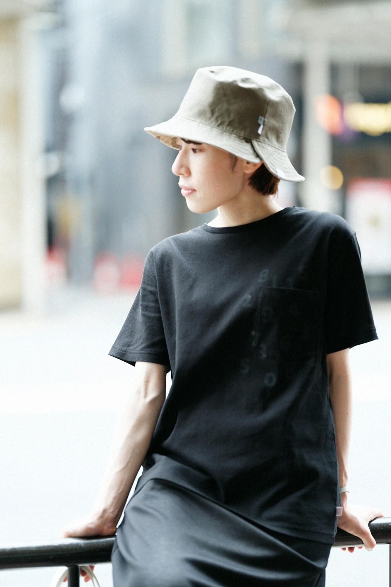 高島縮棉 40/40短袖口袋T-shirt /黑色× SO-SU-U十數 昆