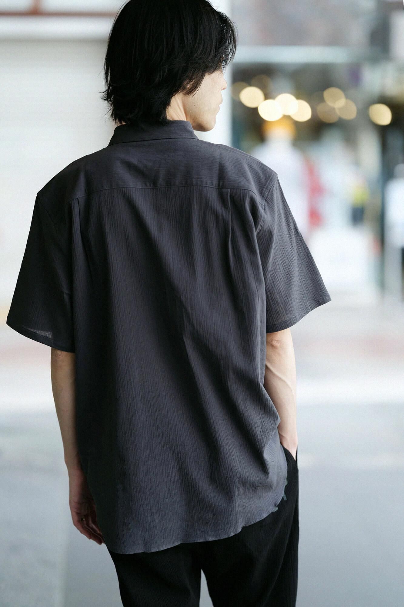 高島縮棉 20/20 短袖襯衫／深鉛色