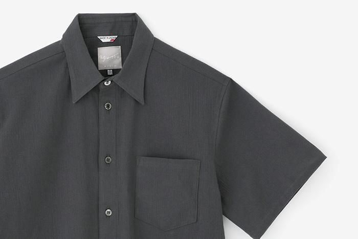 高島縮棉 20/20 短袖襯衫／深鉛色