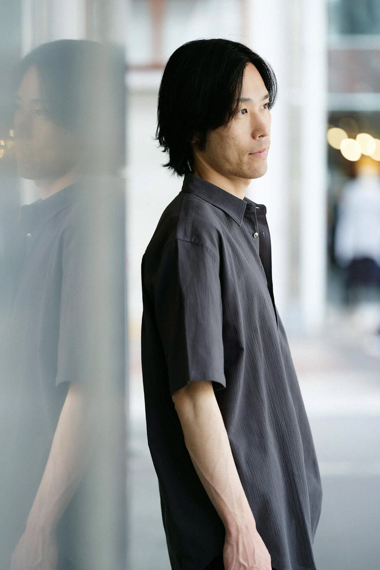 高島縮棉 20/20 短袖襯衫／深鉛色