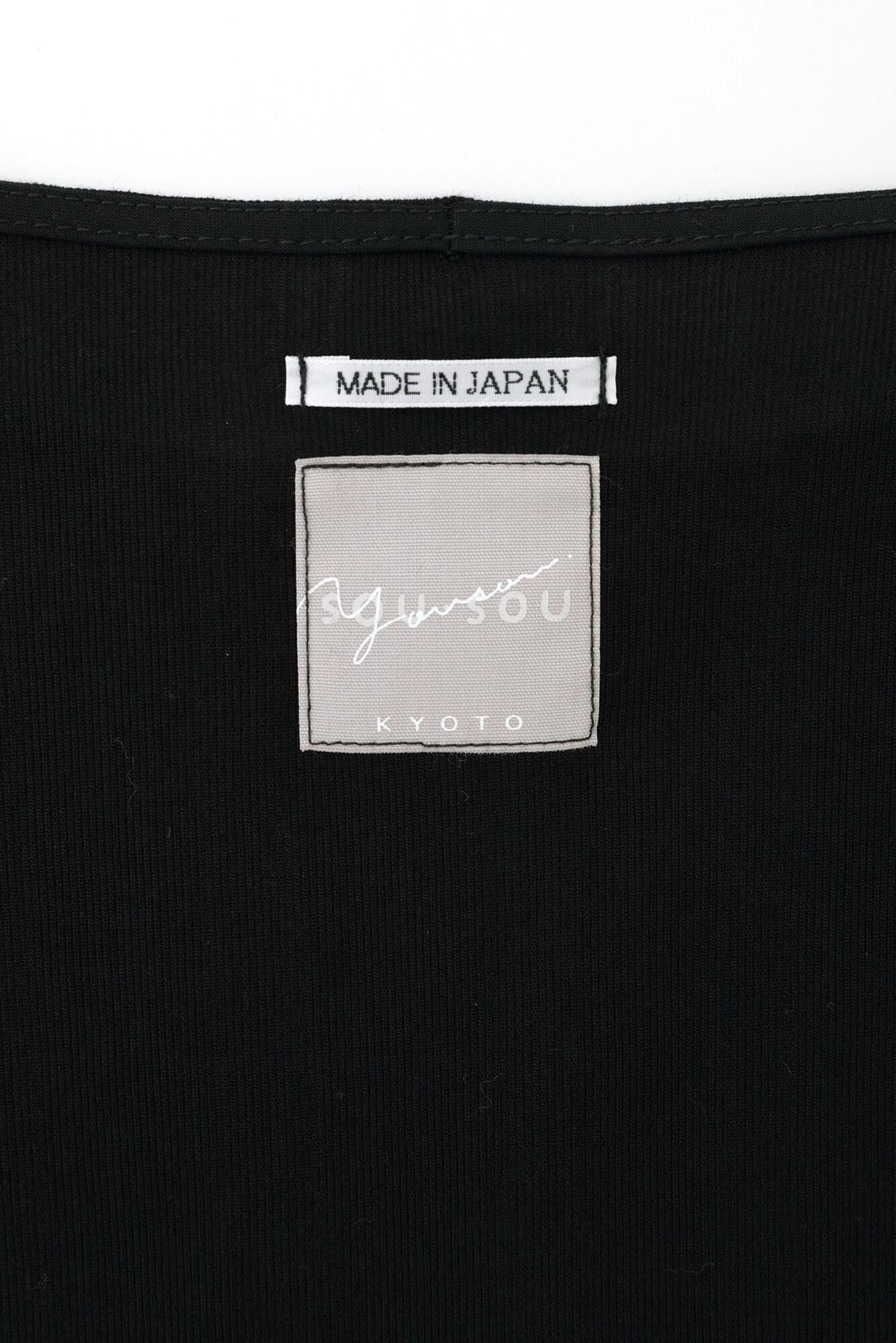 高島縮棉40/40 寬袖船領 長版上衣／黑色