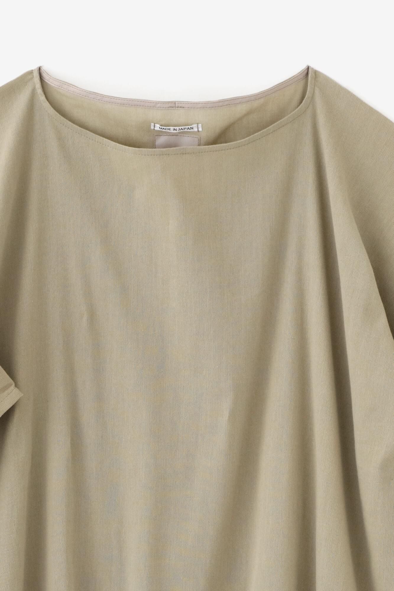 高島縮棉 40/40 寬袖船領 長版上衣／米色