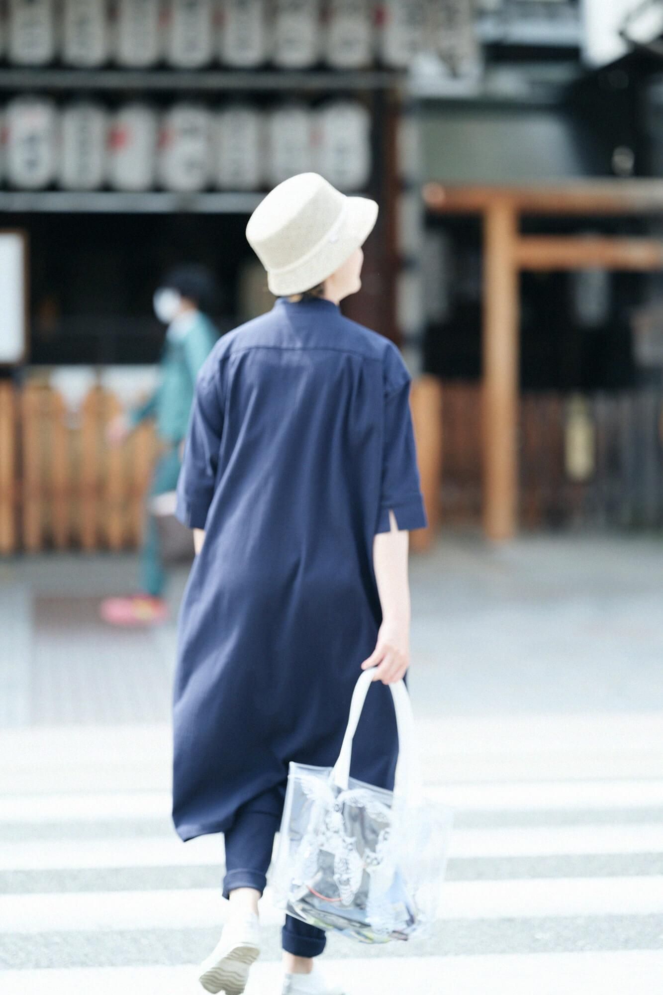 高島縮 40/40 レギンスパンツ／留紺（とめこん）